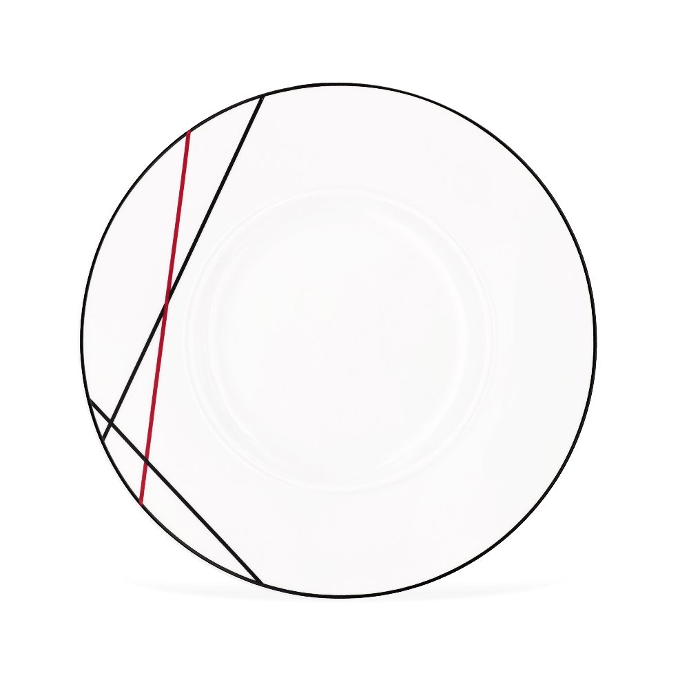 FAUCHON 6-Piece 29cm Flat Porcelain Dinner Plates - Contemporary