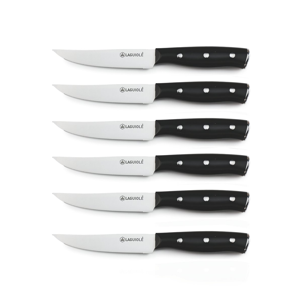 Laguiole Set of 6 Gleam Steak Knives Stainless Steel Modern