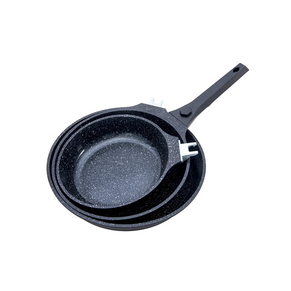 Laguiole Alizée 3-Pan Ceramic Non-Stick Frying Pan Set Black