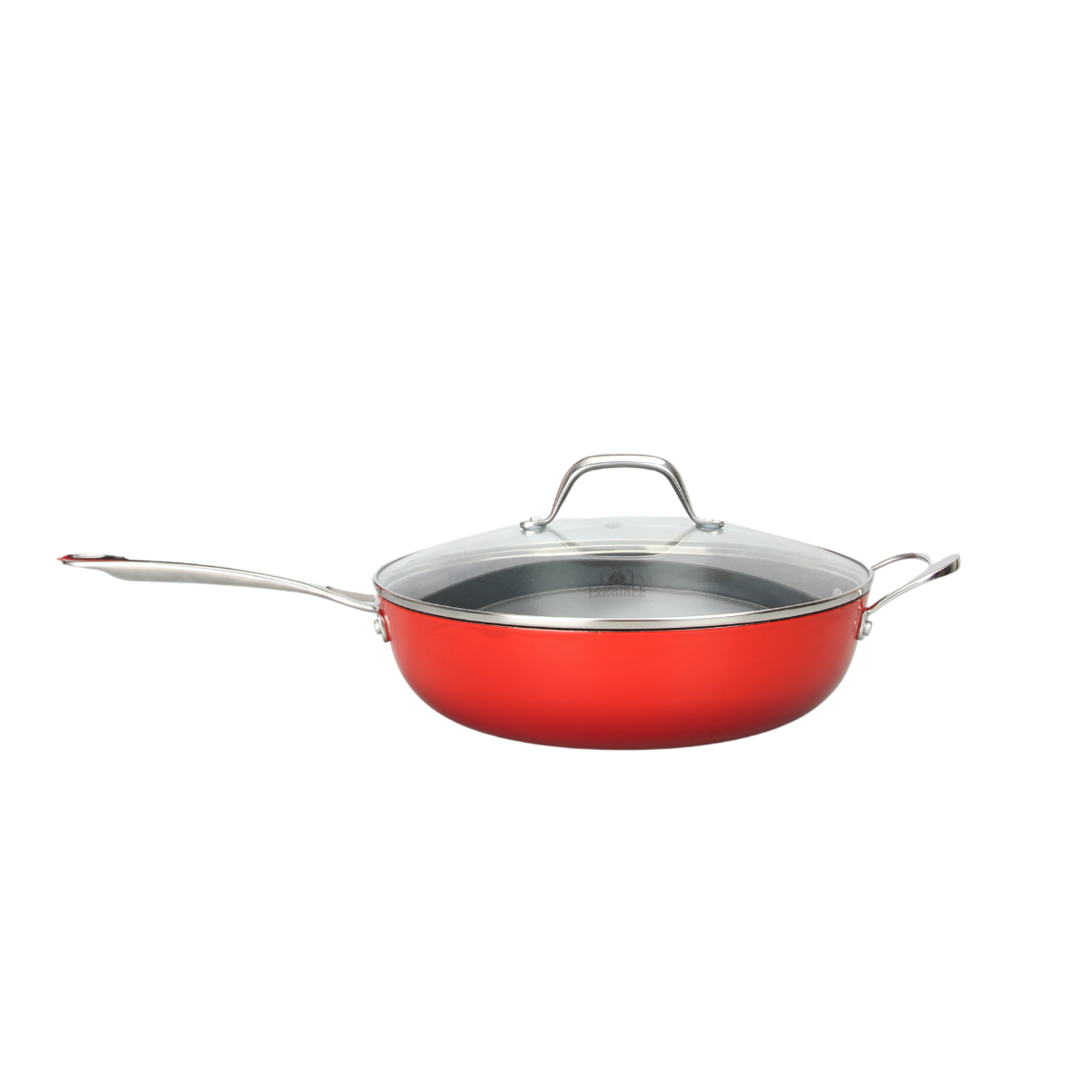 Laguiole Red Cast Iron Sauté Pan 28x8.2cm with Glass Lid