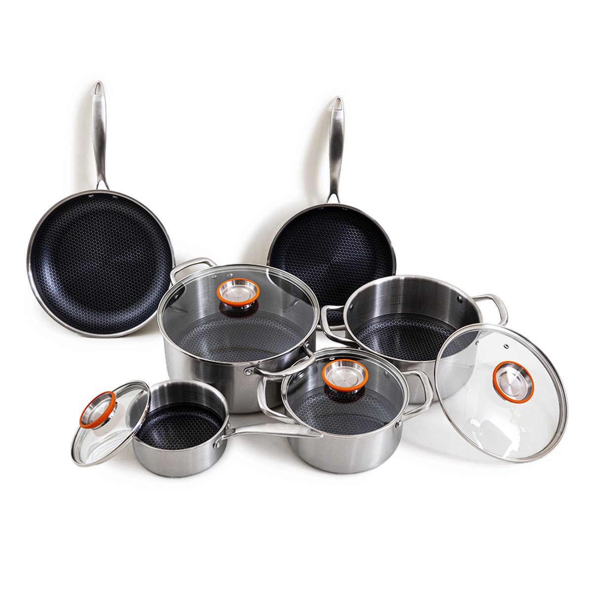 Laguiole 10-Piece Stainless Steel Cookware Set with Glass Lids