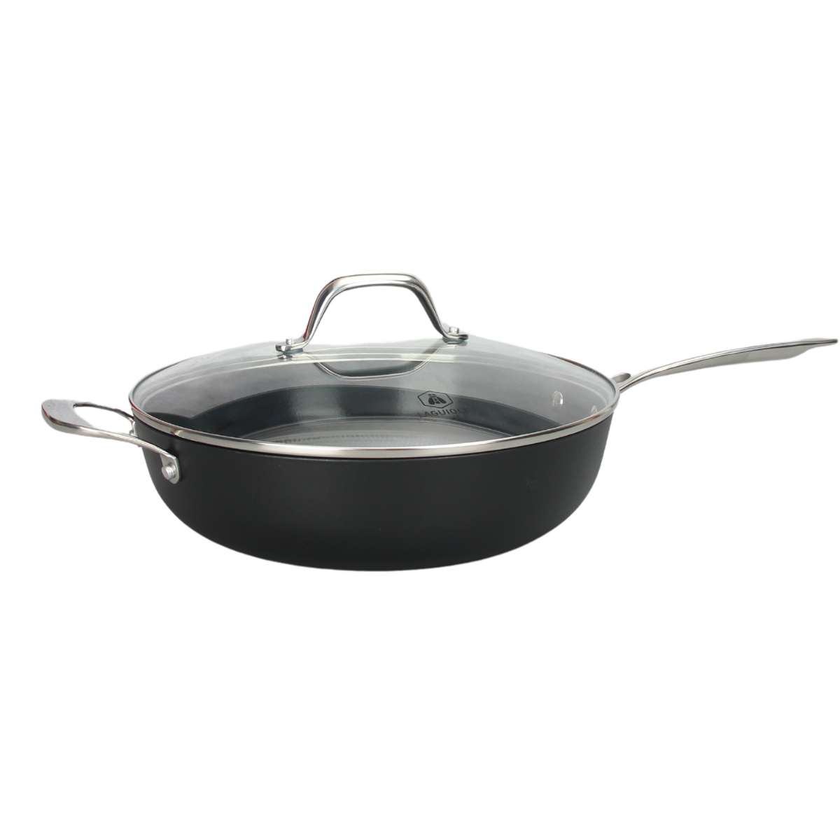 Laguiole AirIron 32cm Cast Iron Sauté Pan with Glass Lid