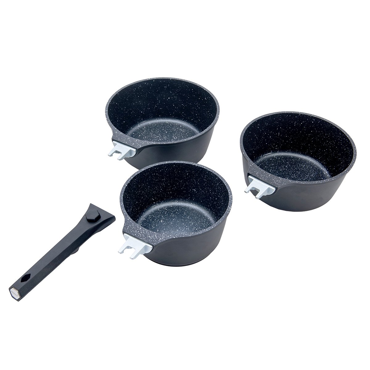 Laguiole Alizée 3-Piece Black Ceramic Non-Stick Saucepan Set