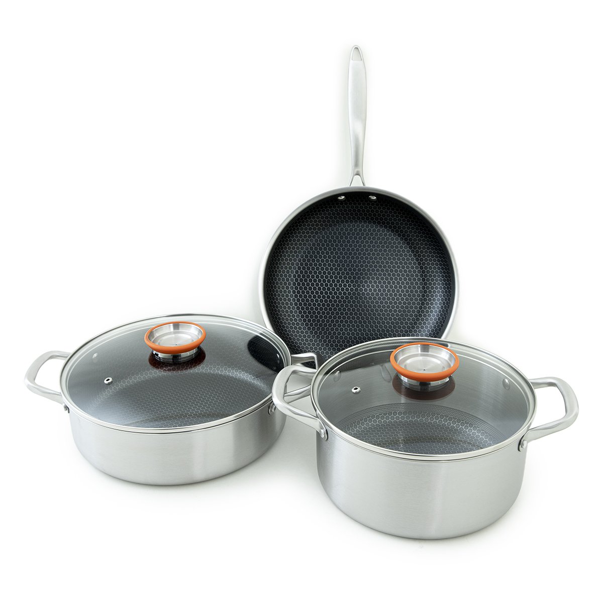 Laguiole 5-Piece Stainless Steel Cookware Set with Glass Lids