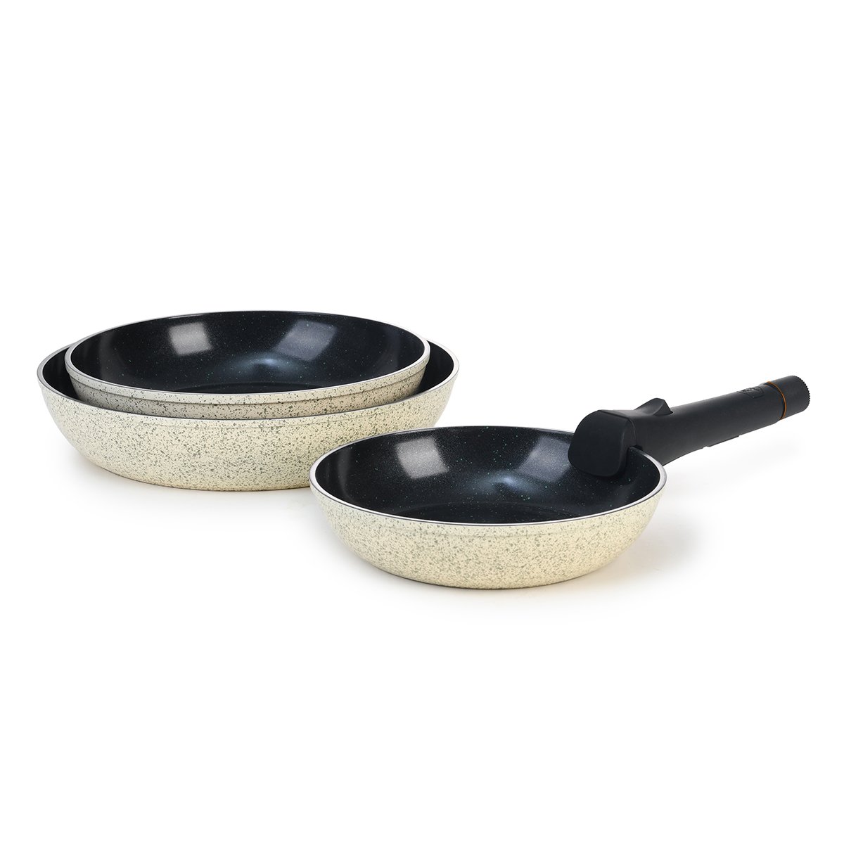 Laguiole JADE Reactif 3-Piece Frying Pan Set with Removable Handle