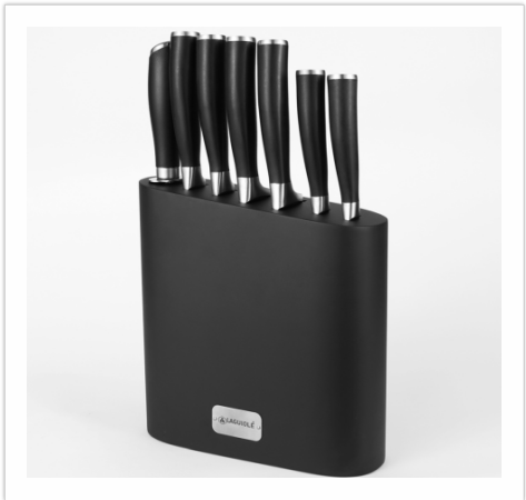 Laguiole 7-Piece Kitchen Knife Set with Black Block - Stainless Steel