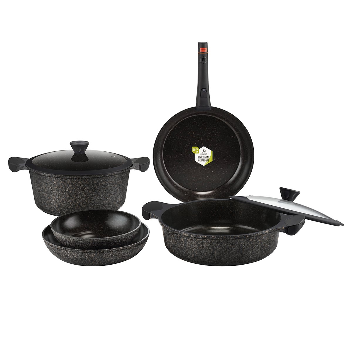 Laguiole Réactif 8-Piece Modern Ceramic Cookware Set with Removable Handle