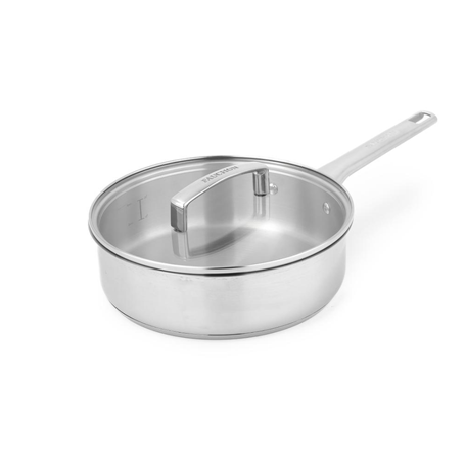 Fauchon 28cm Stainless Steel Sauté Pan with Glass Lid Modern Kitchenware