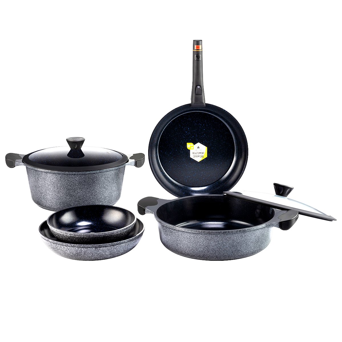 Laguiole Reactif Charbon 8-Piece Cookware Set with Removable Handle