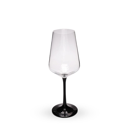 FAUCHON 250ml Wine Glasses with Black Stem, Set of 6