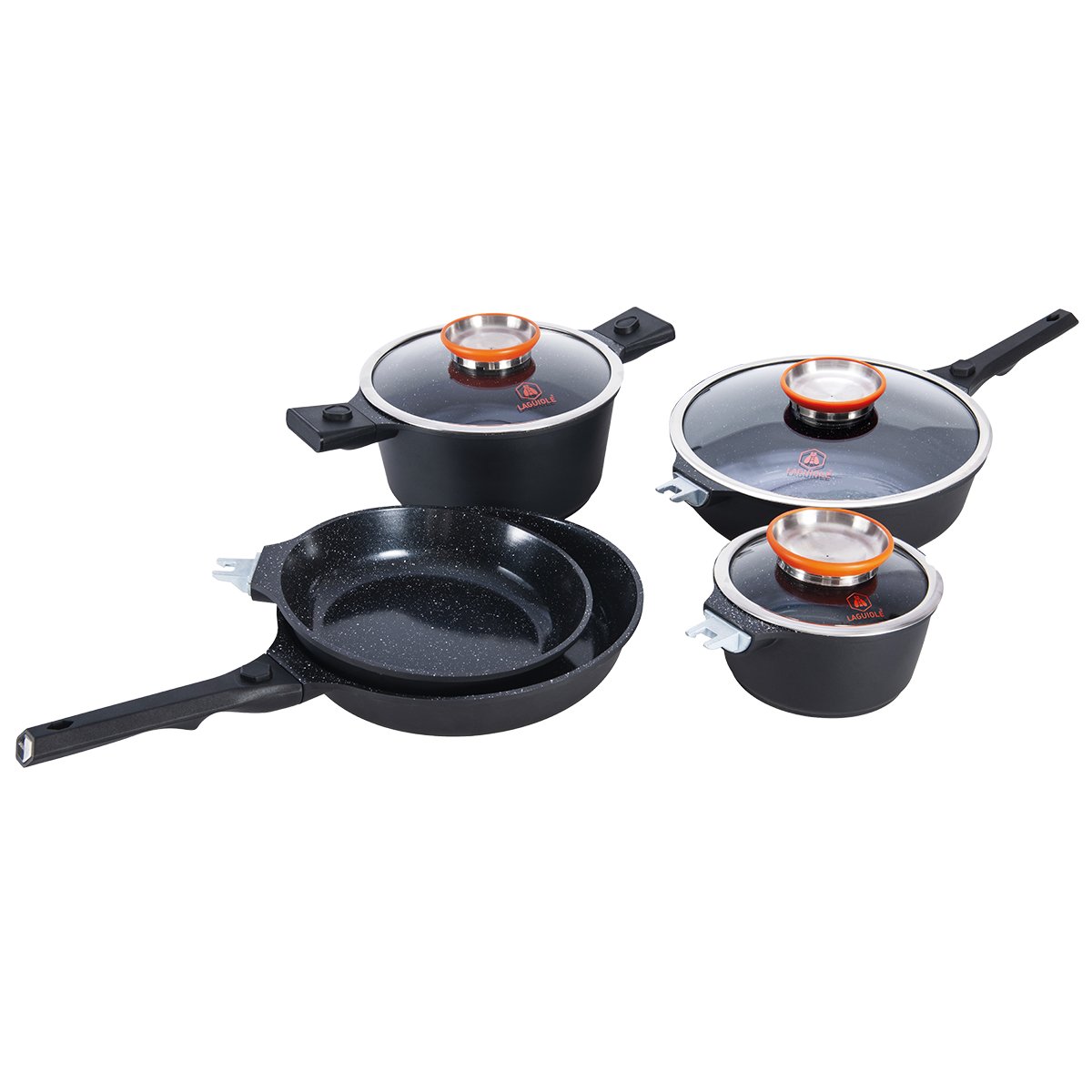 Laguiole Alizée Complete 12-Piece Cookware Set - Modern Black Non-Stick