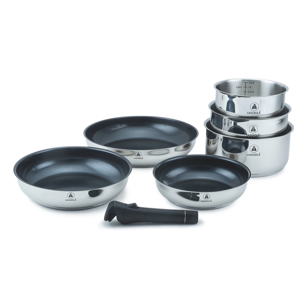 Laguiole Reactive 7-Piece Stainless Steel Ceramic Cookware Set