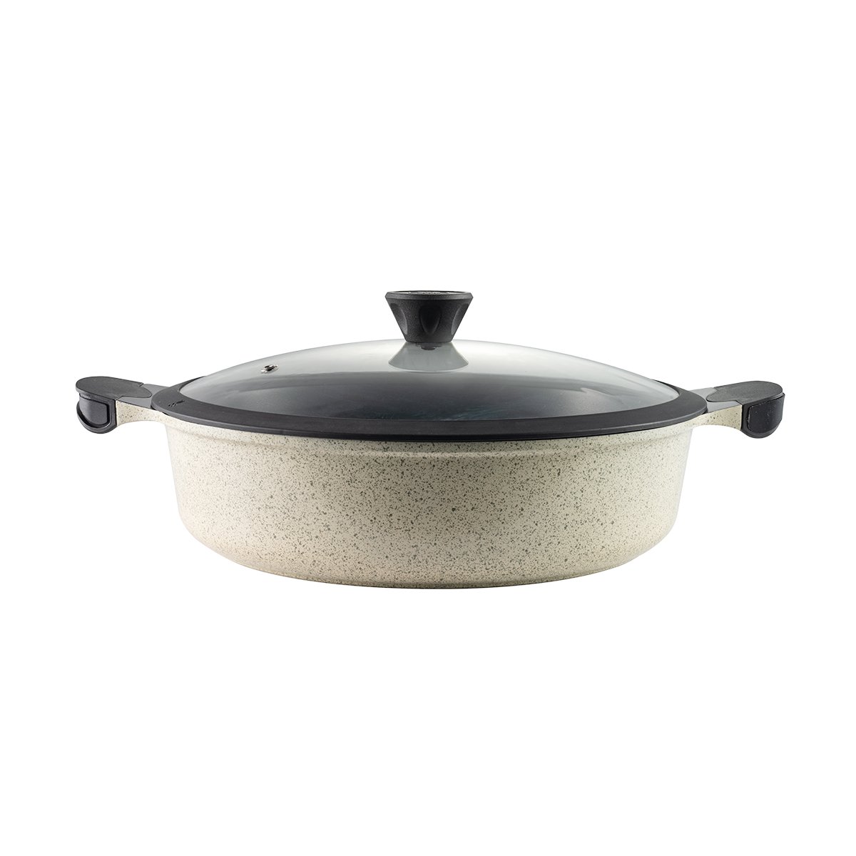 Laguiole 28cm Ceramic Sauté Pan with Glass Lid Modern Kitchenware