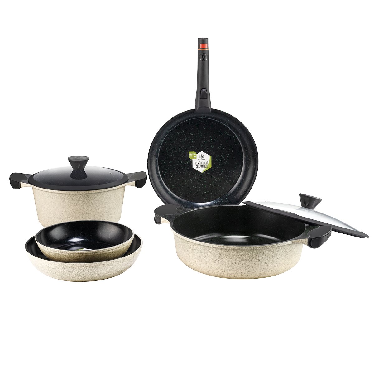 Laguiole Jade Reactif 8-Piece Modern Ceramic Cookware Set