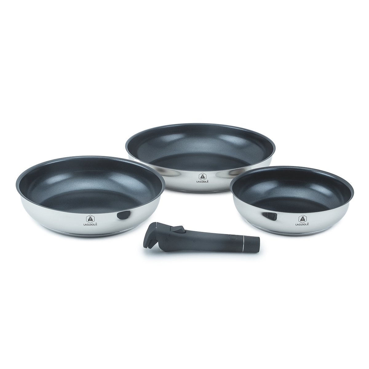 Laguiole Reactive 3-Pan Set Stainless Steel Ceramic Non-Stick Cookware
