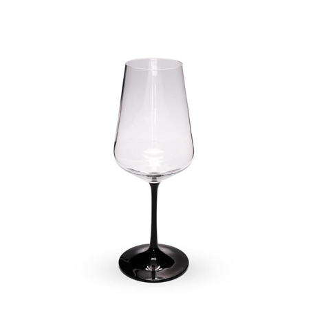FAUCHON Wine Glass Set 6pcs 350ml Black Stem Contemporary Glassware