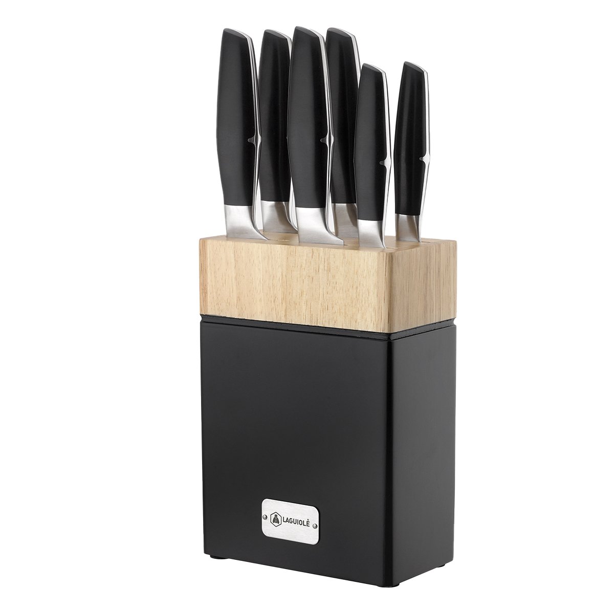 Laguiole 6-Piece Kitchen Knife Block Set with Wood & Stainless Steel