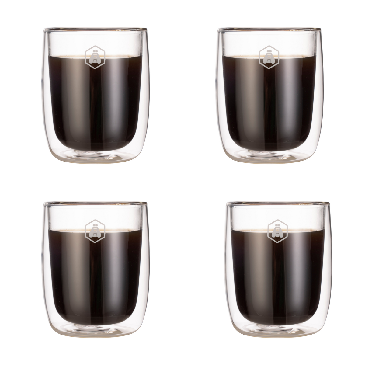 Laguiole Double Wall Glass Espresso Coffee Cups Set of 4 - 100ml