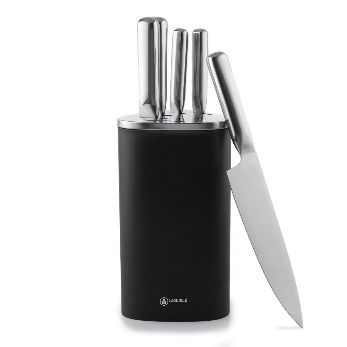 Laguiole Orion 5-Piece Knife Block Set Stainless Steel Modern