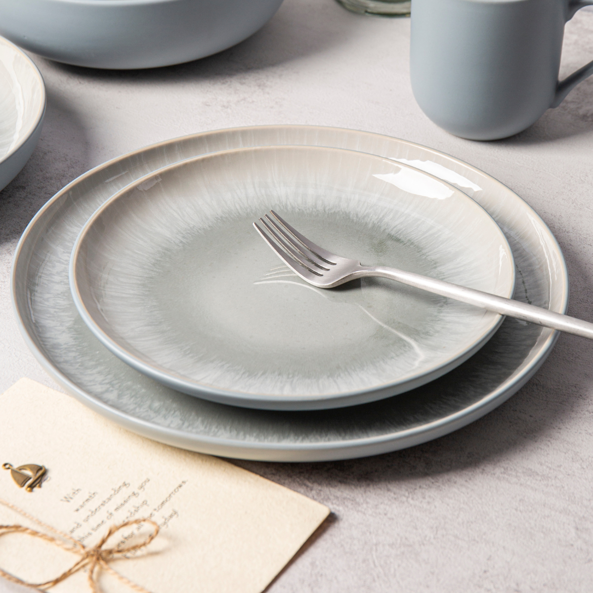 Laguiole 12-Piece Stoneware Dinner and Dessert Plates Set