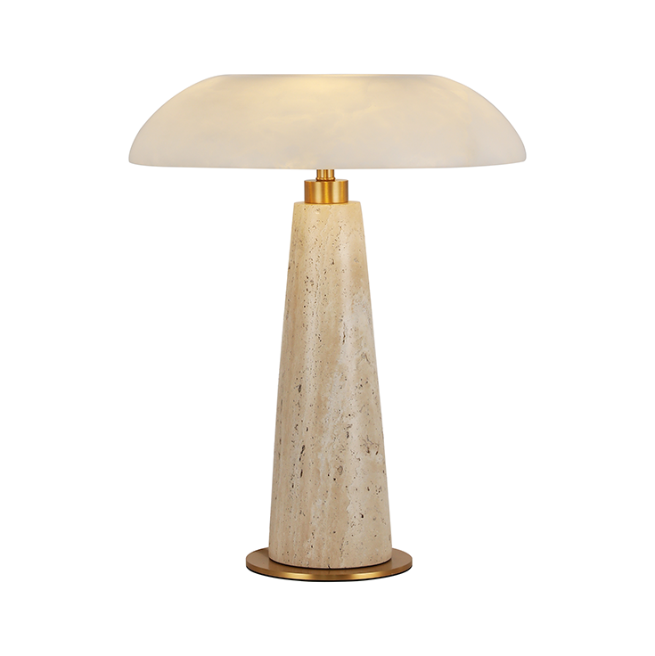 Kanso Table Lamp Contemporary Marble Base Alabaster Shade