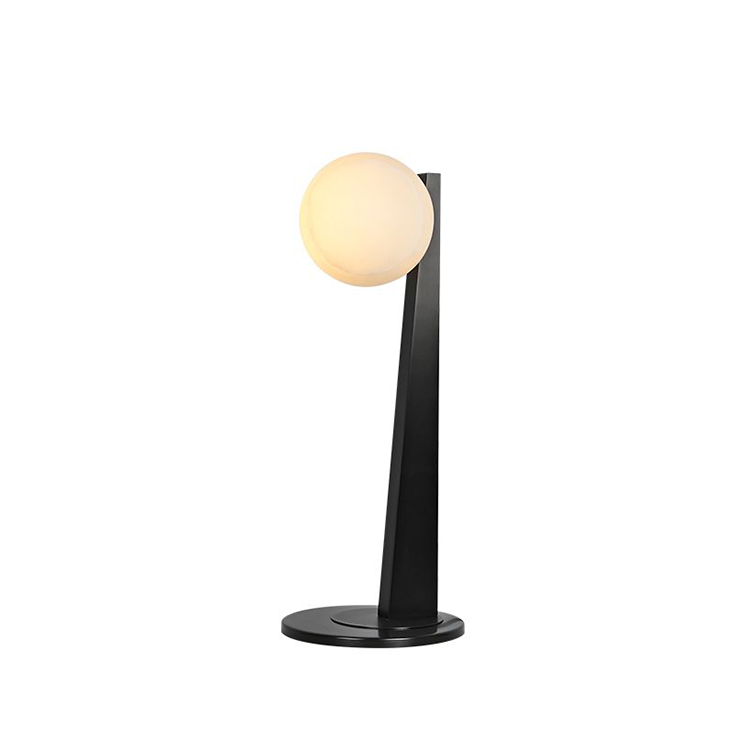 Luna Form Modern Table Lamp with Globe Glass Shade