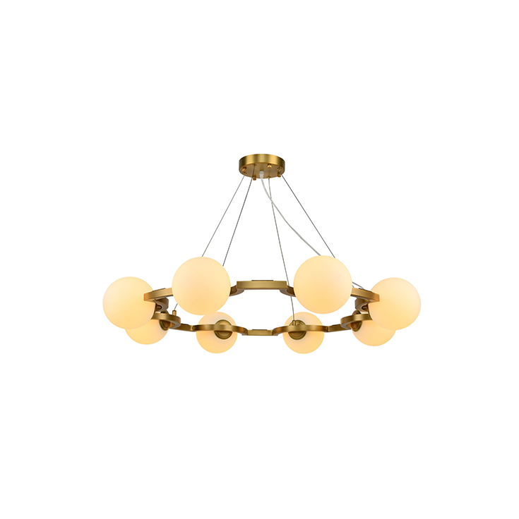 Aurelia Modern 8-Light Pearl Opal Glass Chandelier in Steel