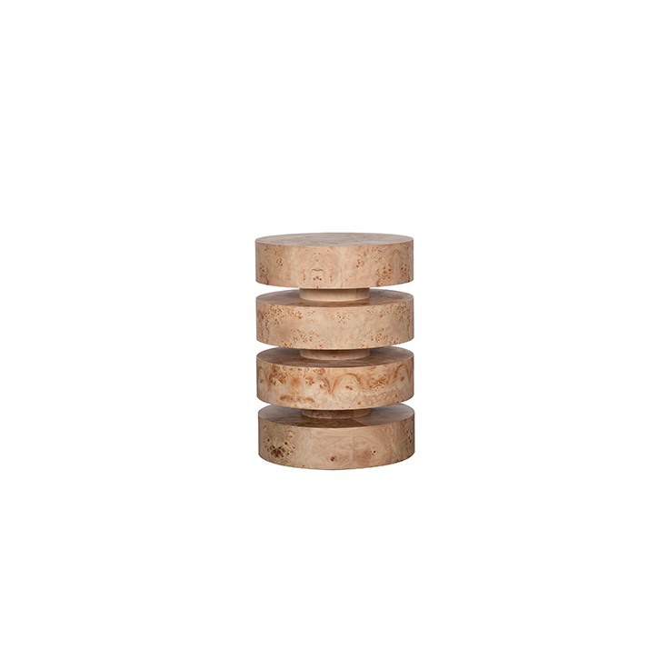 Barrel Side Table Round Light Wood Contemporary Minimalist