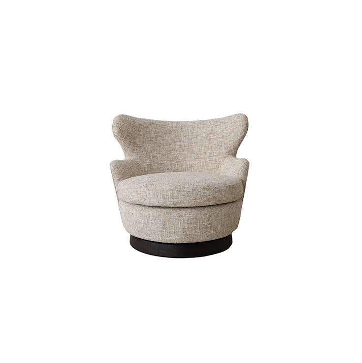 Felix Swivel Accent Chair in Beige Fabric Upholstery