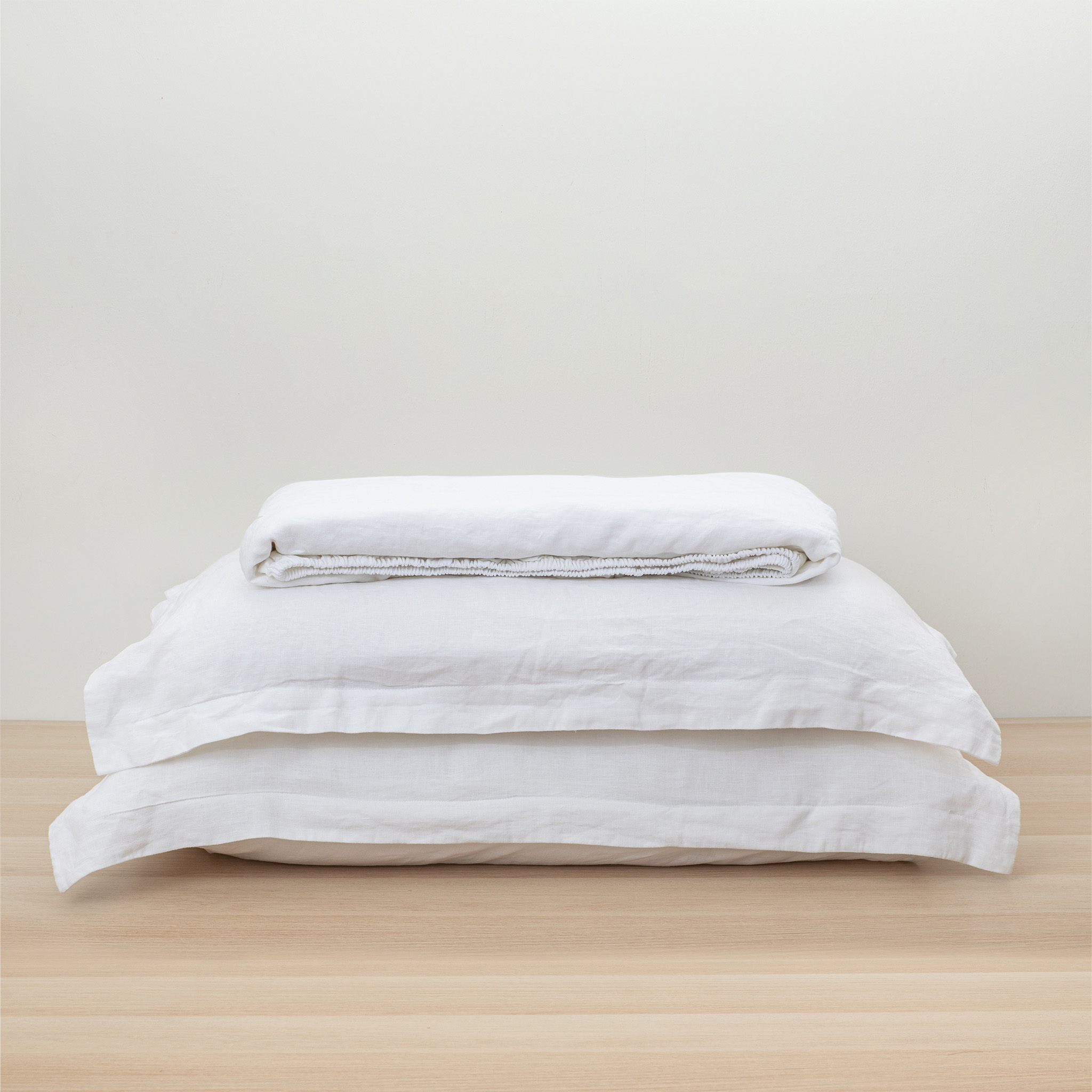 Heveya® Linen Fitted Sheet Set - Queen, White