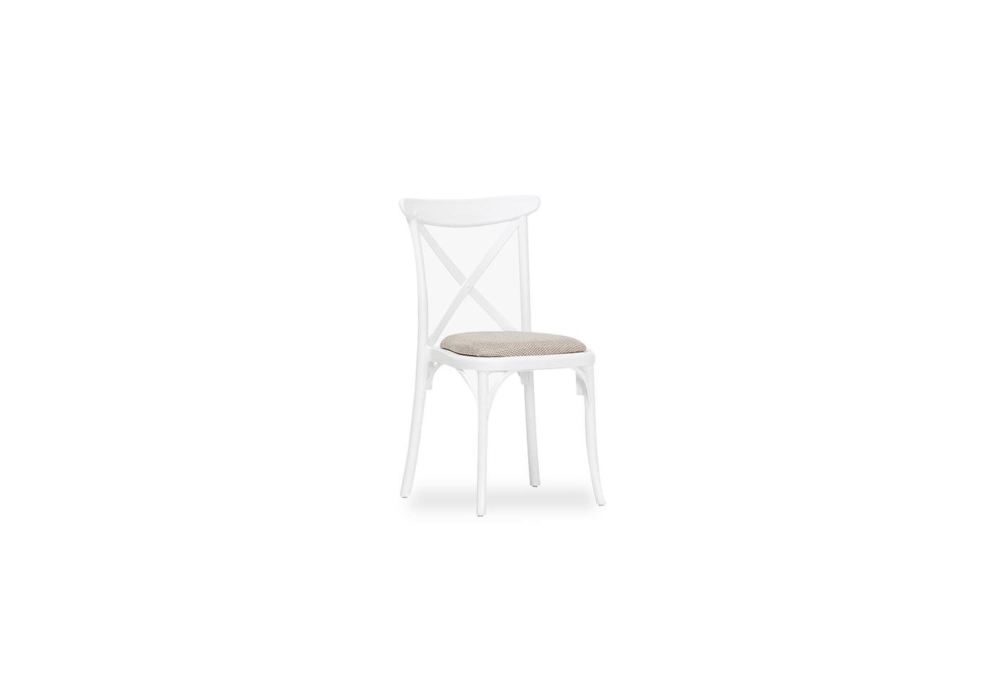 Gina White Lounge Chair with Padded Seat and Cross Back Design