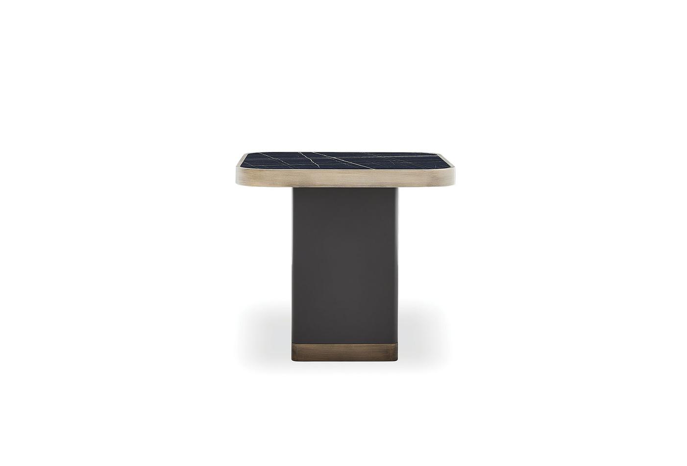Marion Contemporary Round Side Table with Glossy Sintered Stone Top