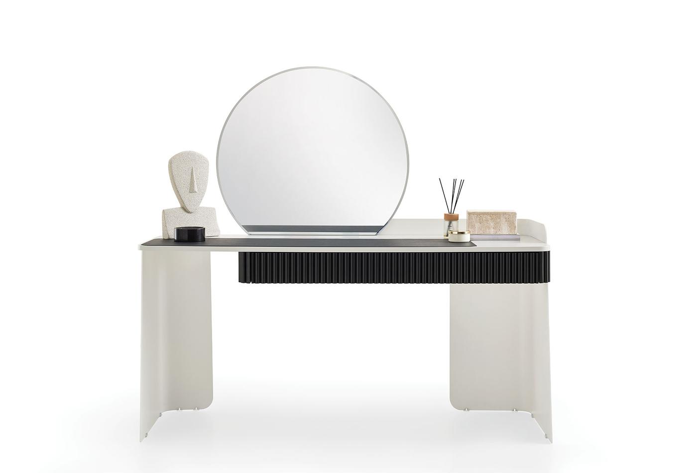 Delhi Vanity Table with Round Mirror and Metal Frame - Contemporary Vanity Set