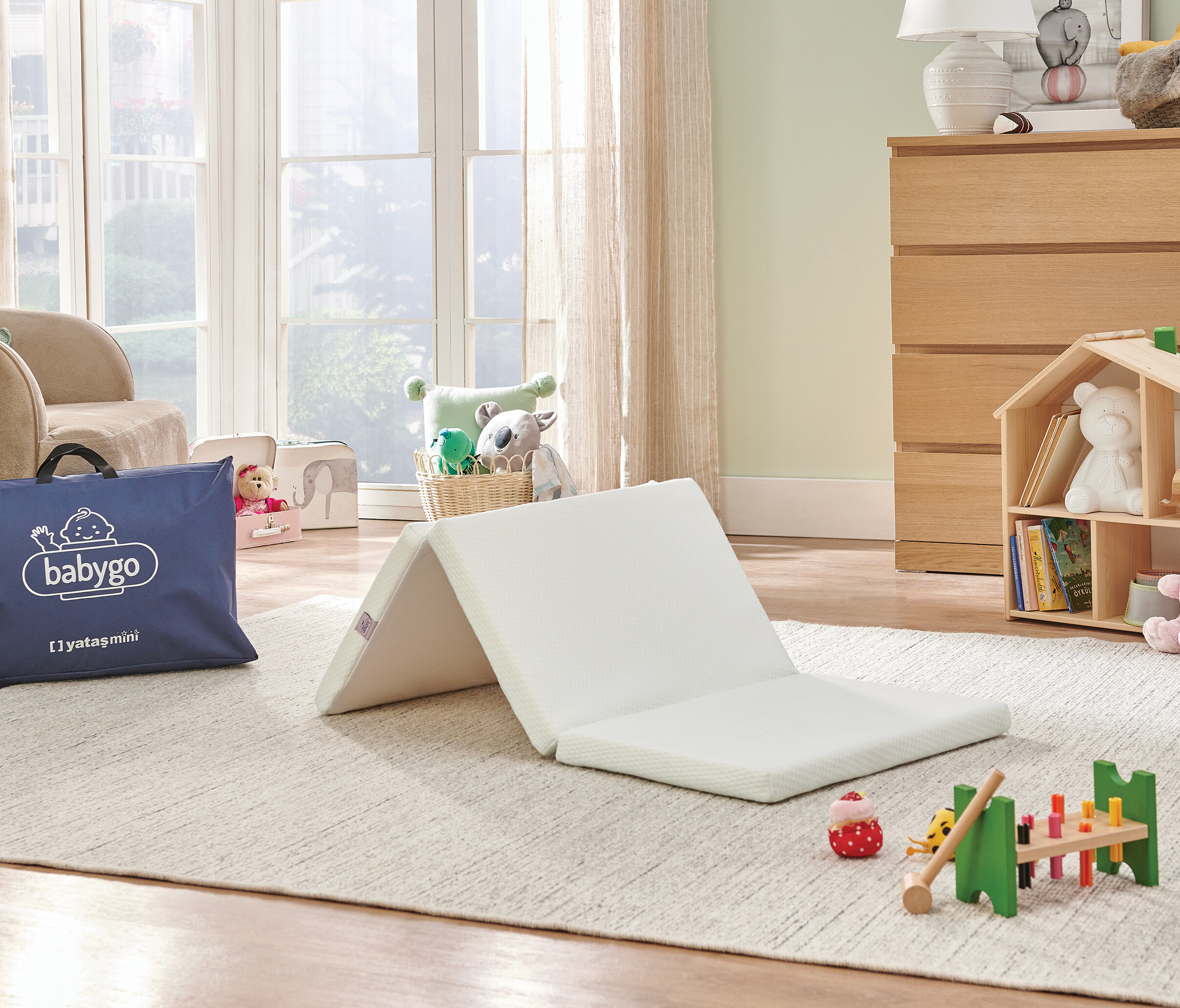 060x120 Babygo Foldable Foam Baby Bed - Portable Crib Mattress