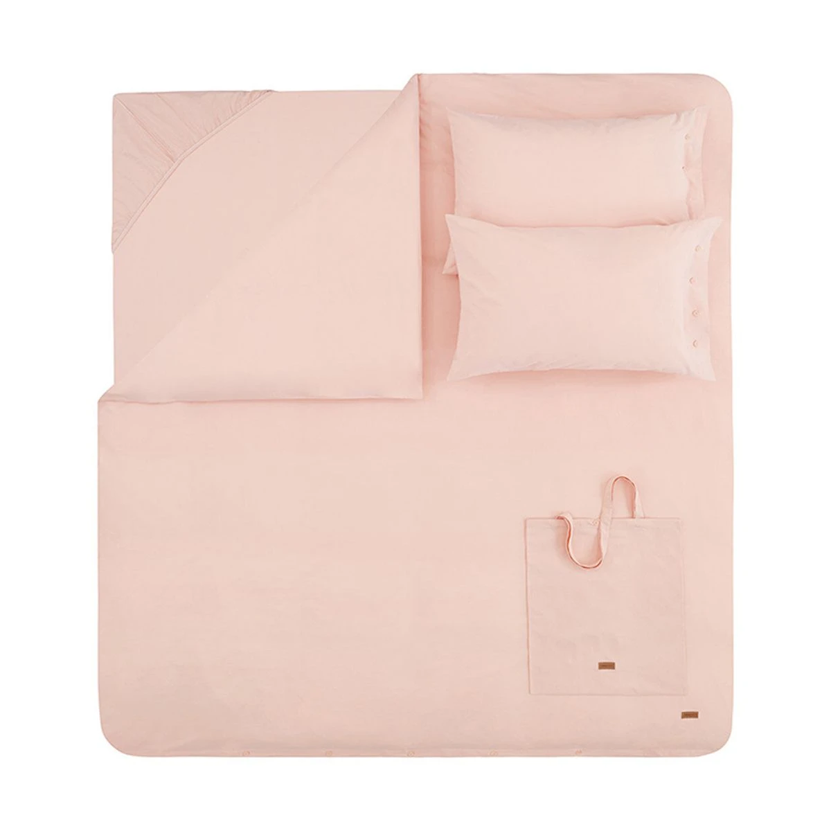 King Size Blush Cotton Duvet Cover Set - Minimalist Bedding