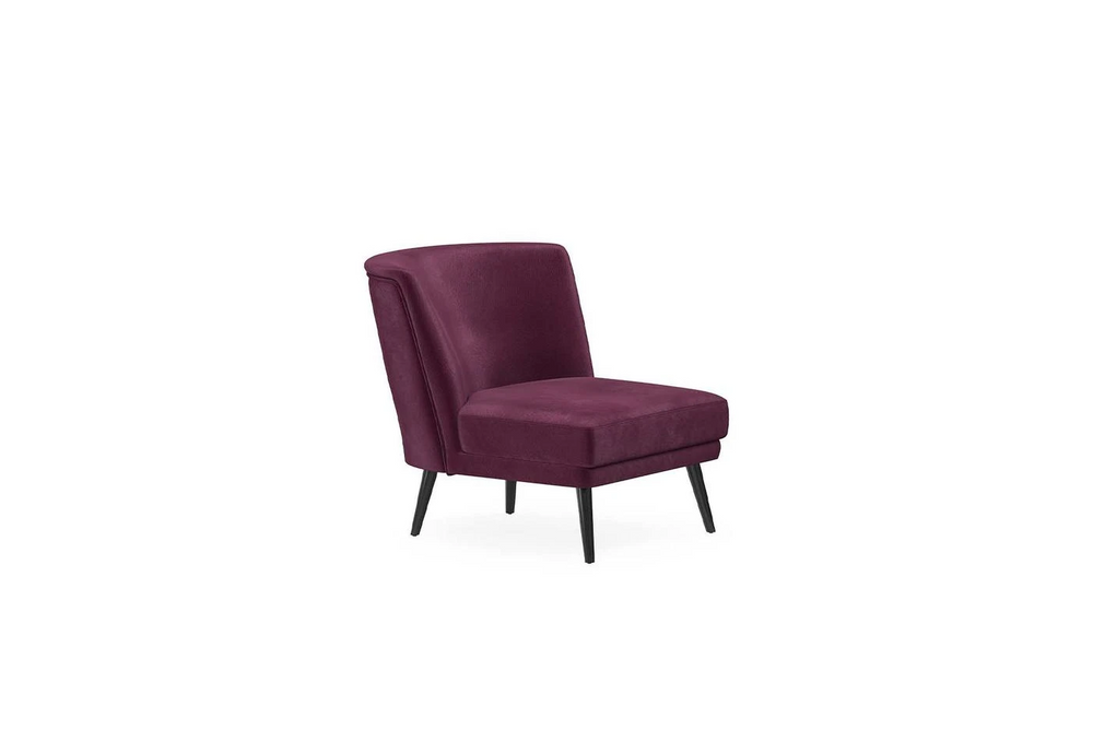 Carino Modern Dusty-Pink Fabric Armless Armchair with Wooden Legs