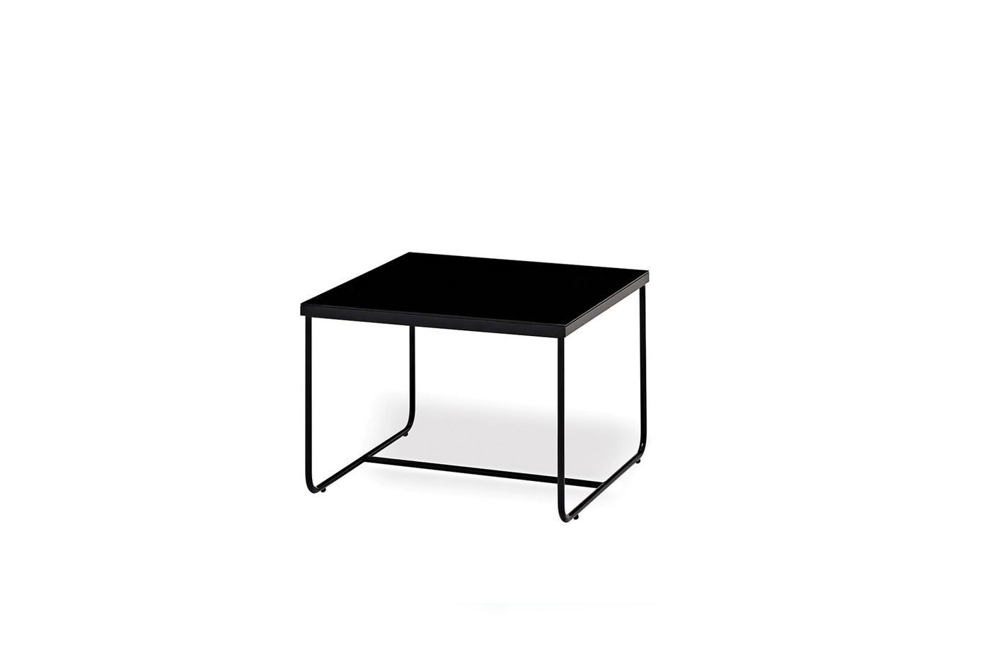 Lei Contemporary Black Tempered Glass Side Table