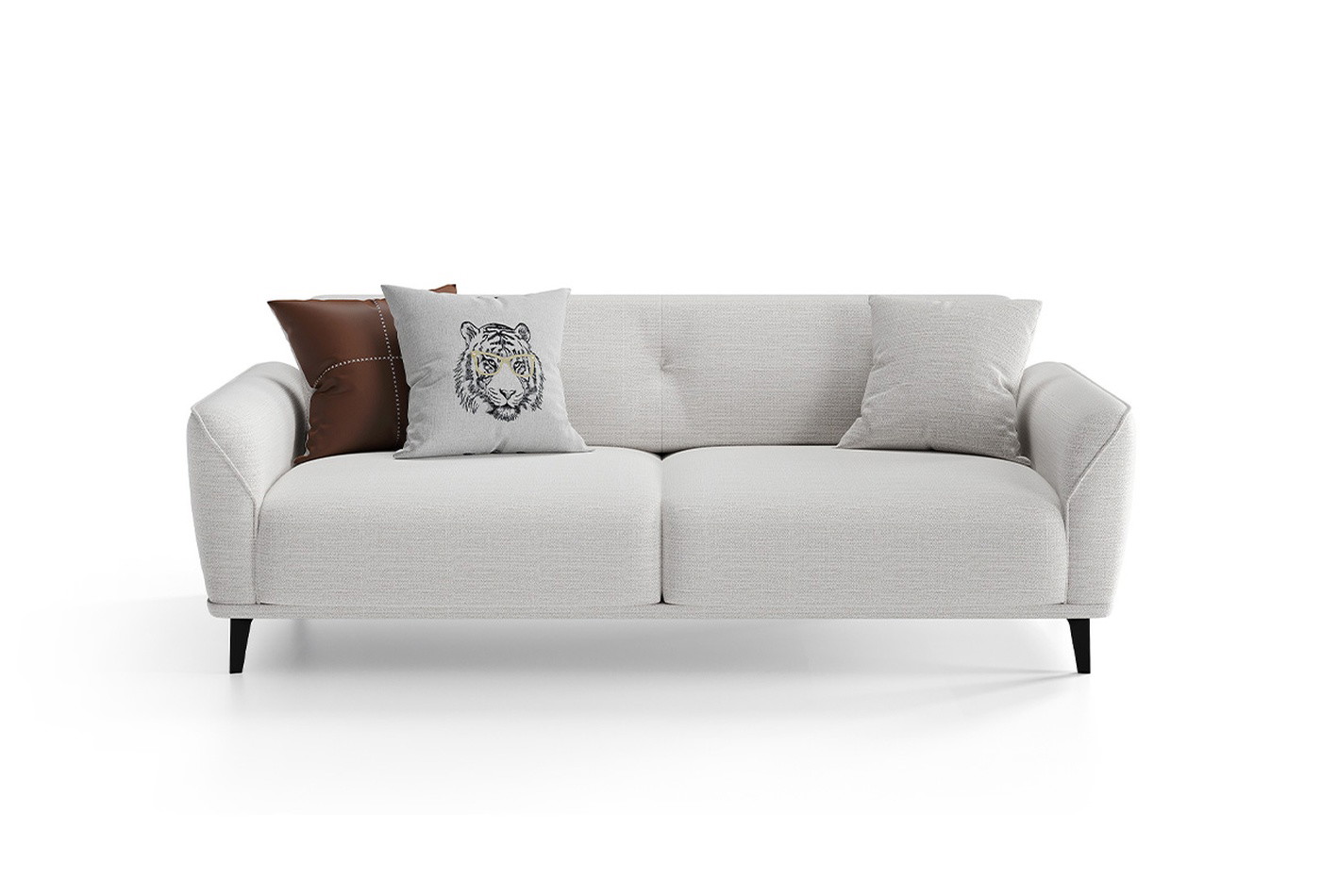 CANTE Off-White 2-Seater Sofa with Fabric Upholstery Modern Style