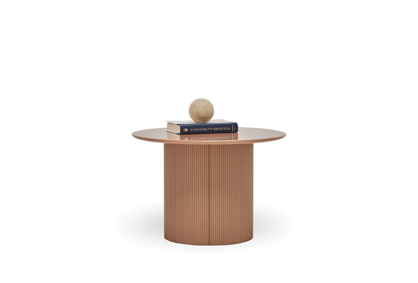 HERA Round Side Table with Glossy Terracotta MDF Top - Contemporary