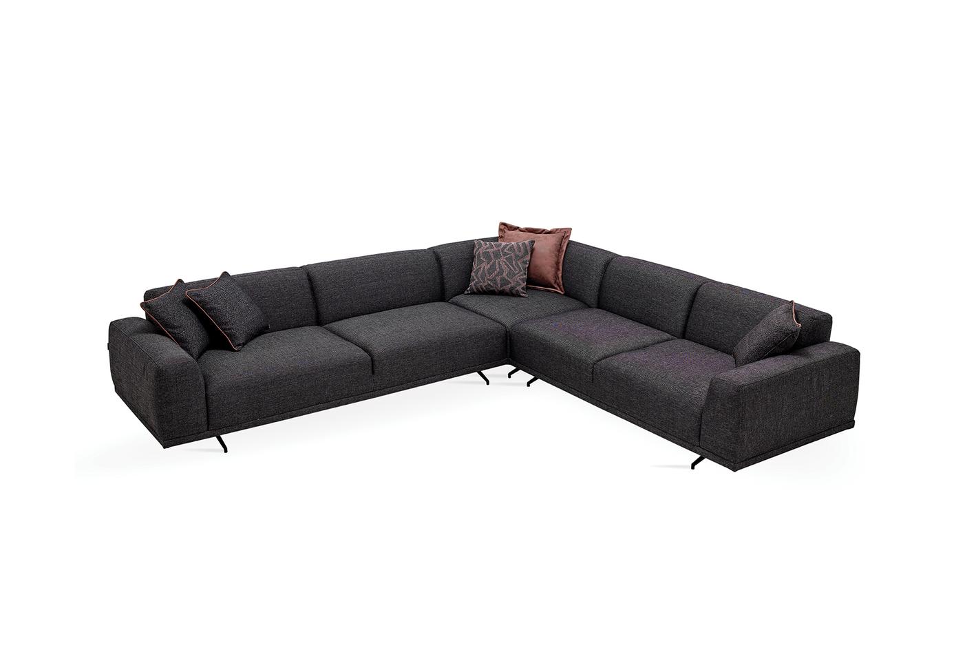 GIORNO CORNER RIGHT Contemporary 3-Seater Sofa with Metal Legs