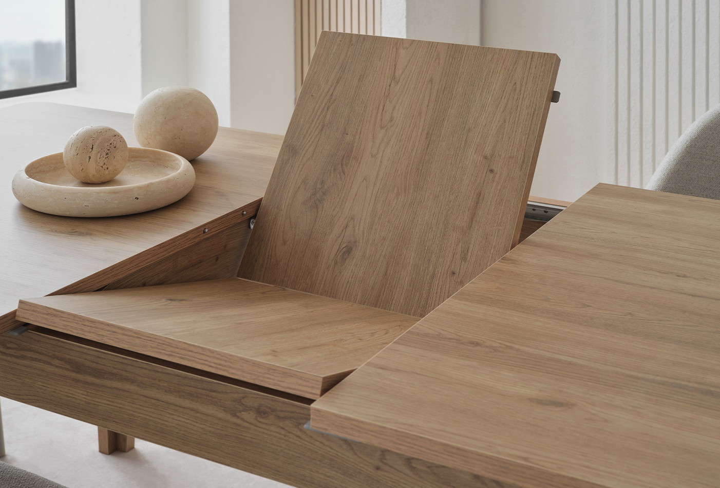 CANTE Extendable Dining Table in Natural Oak Wood Modern Minimalist