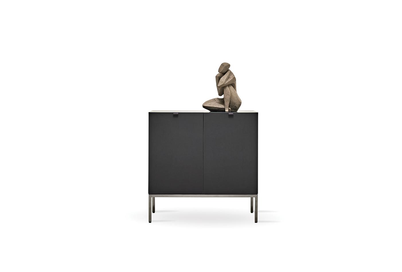 LEGATO 2-Door Sideboard Cabinet in Matte Black with Metal Handles