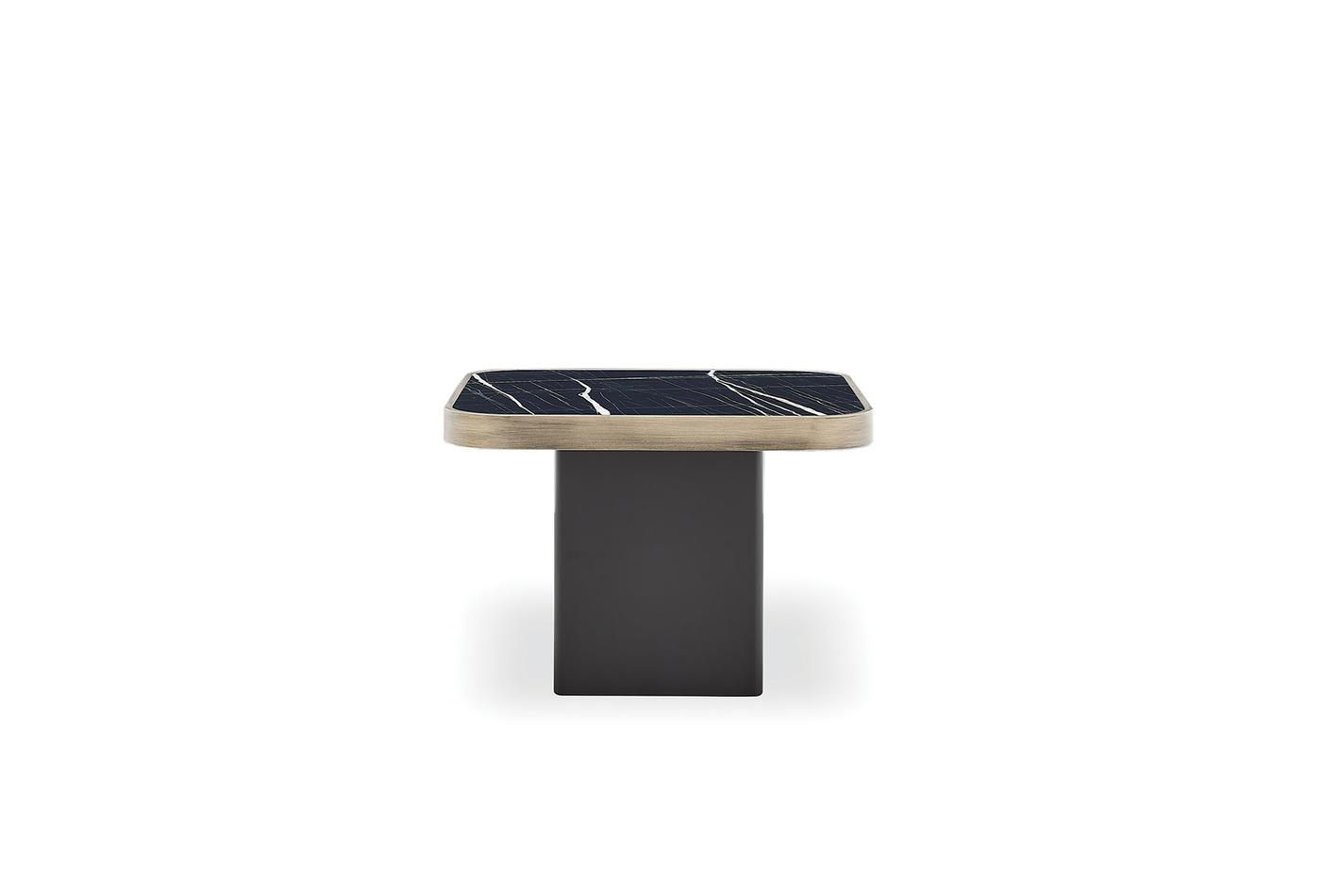 MARION Contemporary Luxury Side Table with Glossy Black Top