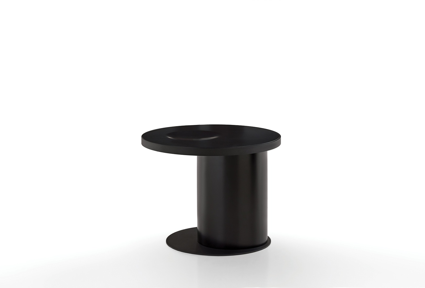 Block Round Side Table in Matte Black Steel - Contemporary Minimalist