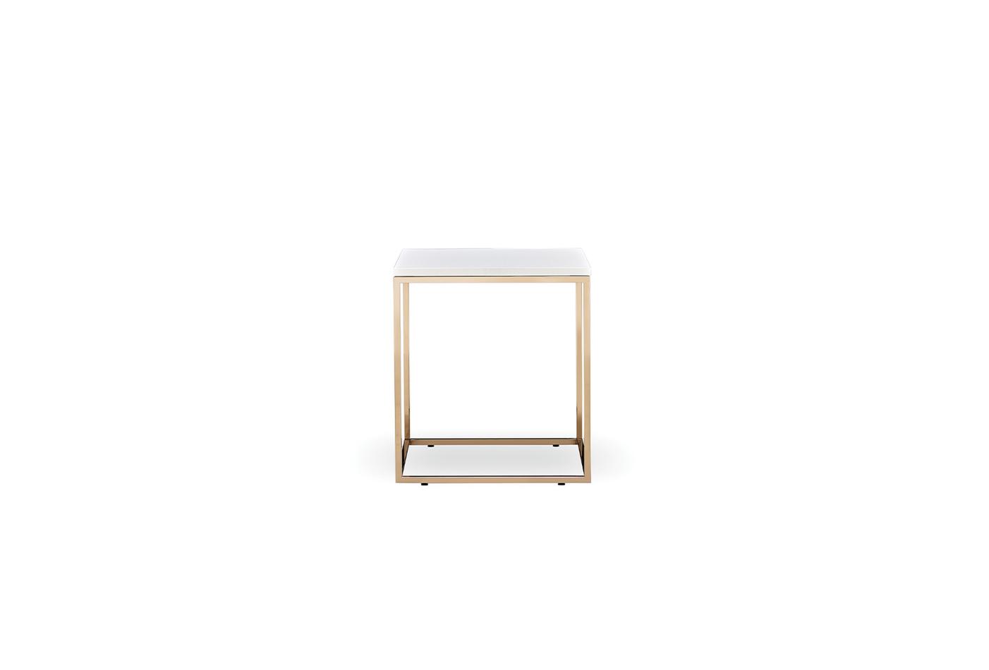 Legato Modern Round Side Table with Gold Metal Frame