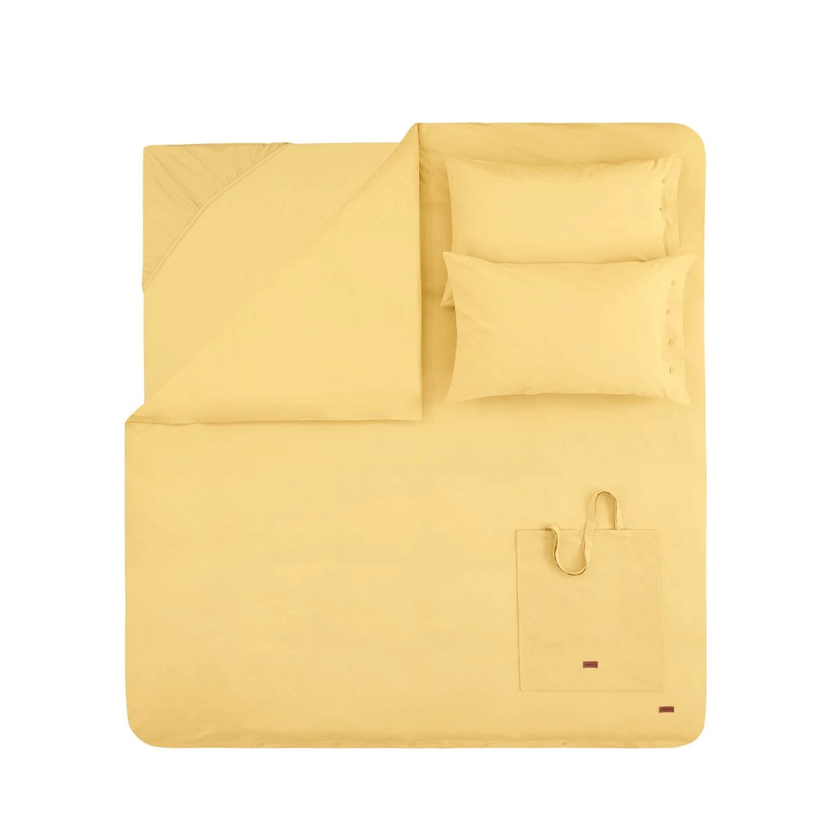 King Size Yellow Cotton Duvet Cover Set - Minimalist Bedroom