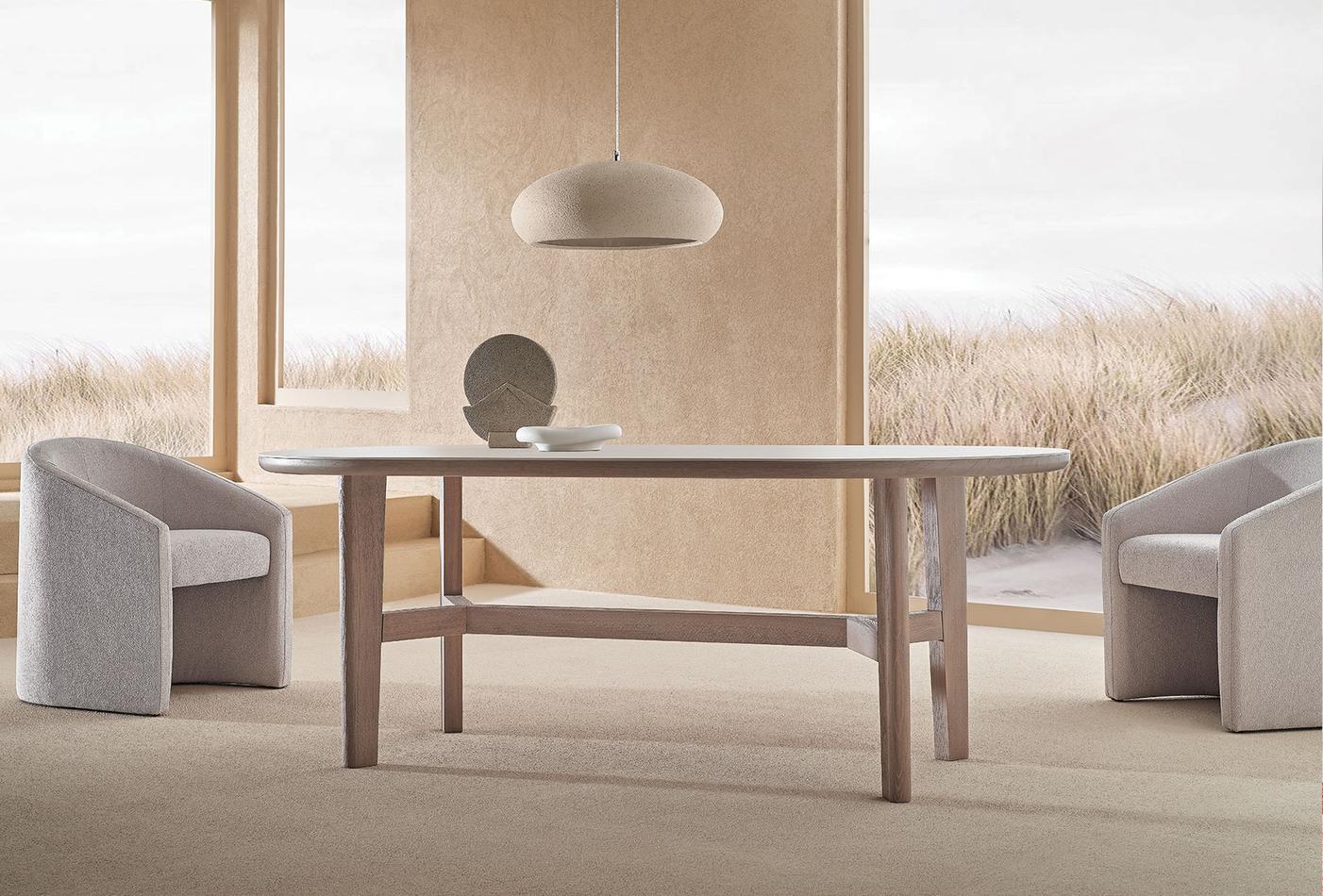 Boston Oval Dining Table Large Minimalist Ceramic & Wood Table