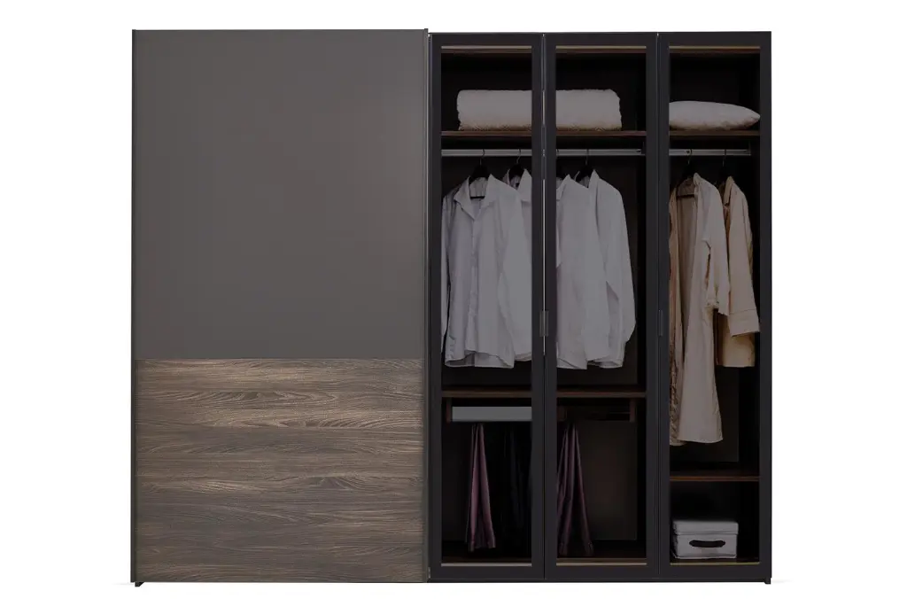 MARION Large Contemporary Wardrobe with Hybrid Slide Doors & Wood