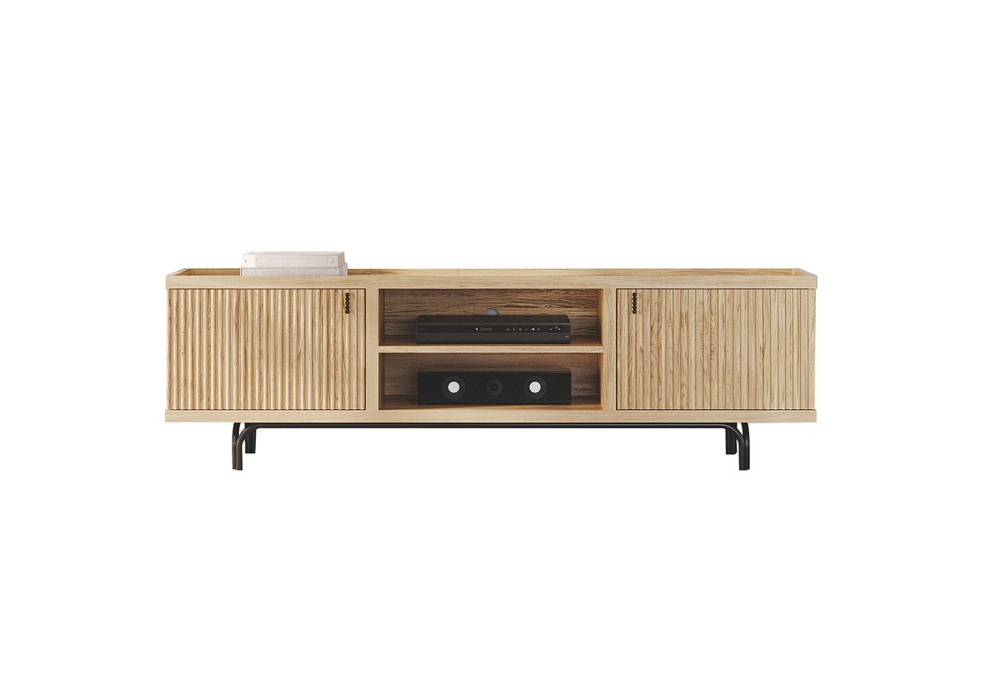 Austin Small Oak TV Bench Minimalist Media Console