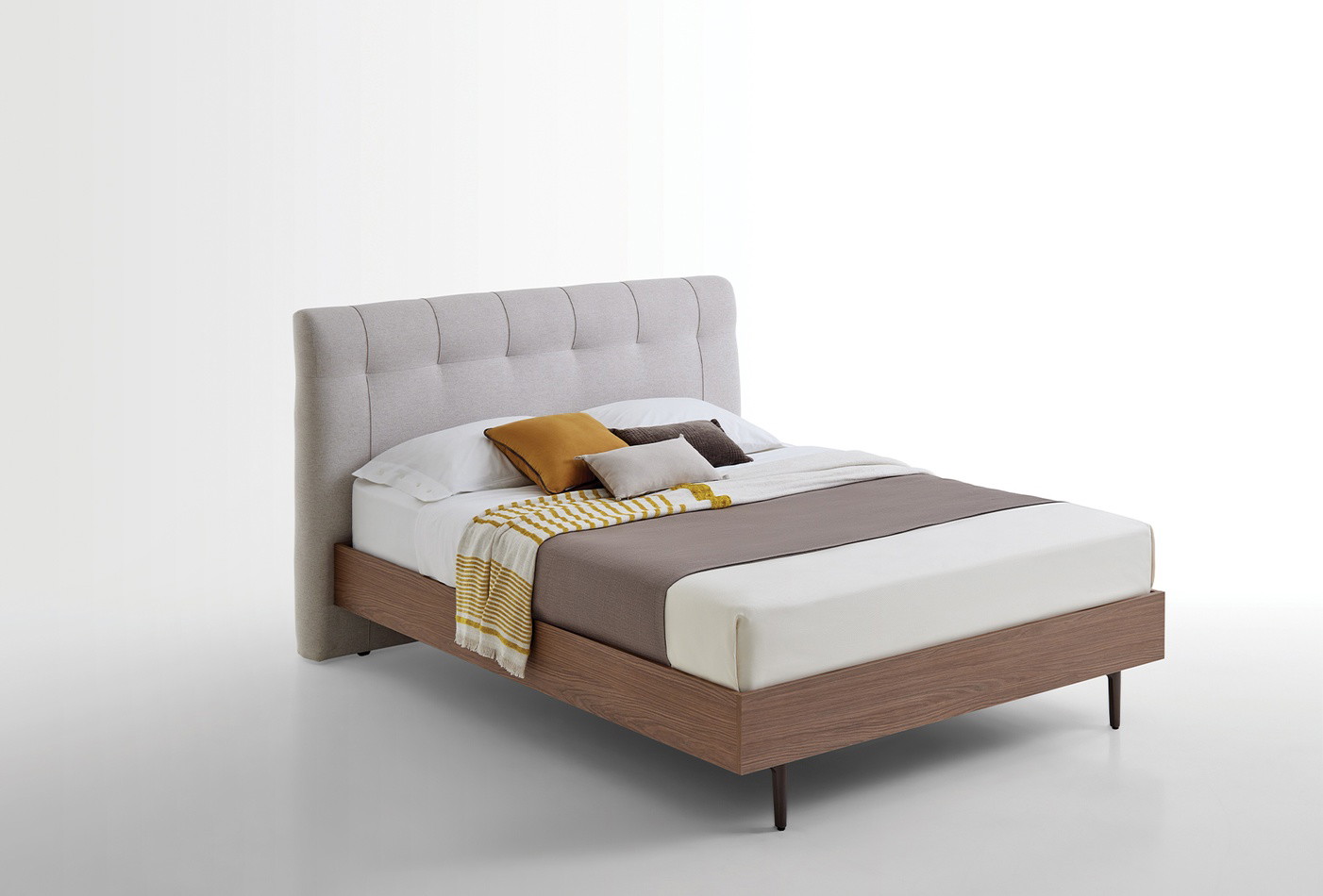 Paloma Queen Size Bed with Headboard and base (160x200) cm -GK:55701 Cream